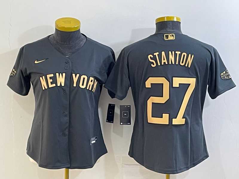 Womens New York Yankees #27 Giancarlo Stanton Grey 2022 All Star Stitched Cool Base Nike Jersey